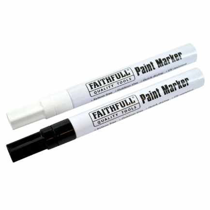 Faithfull FAIPMBLKWHI Paint Marker Pen Black & White Pack 2