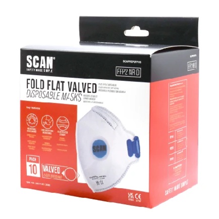 Scan SCAPPEP2FFVB FFP2 Fold Flat Valved Disposable Mask Box 10